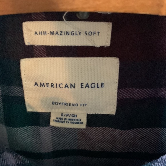 American Eagle sz S boyfriend got button down plaid shirt - Picture 2 of 4
